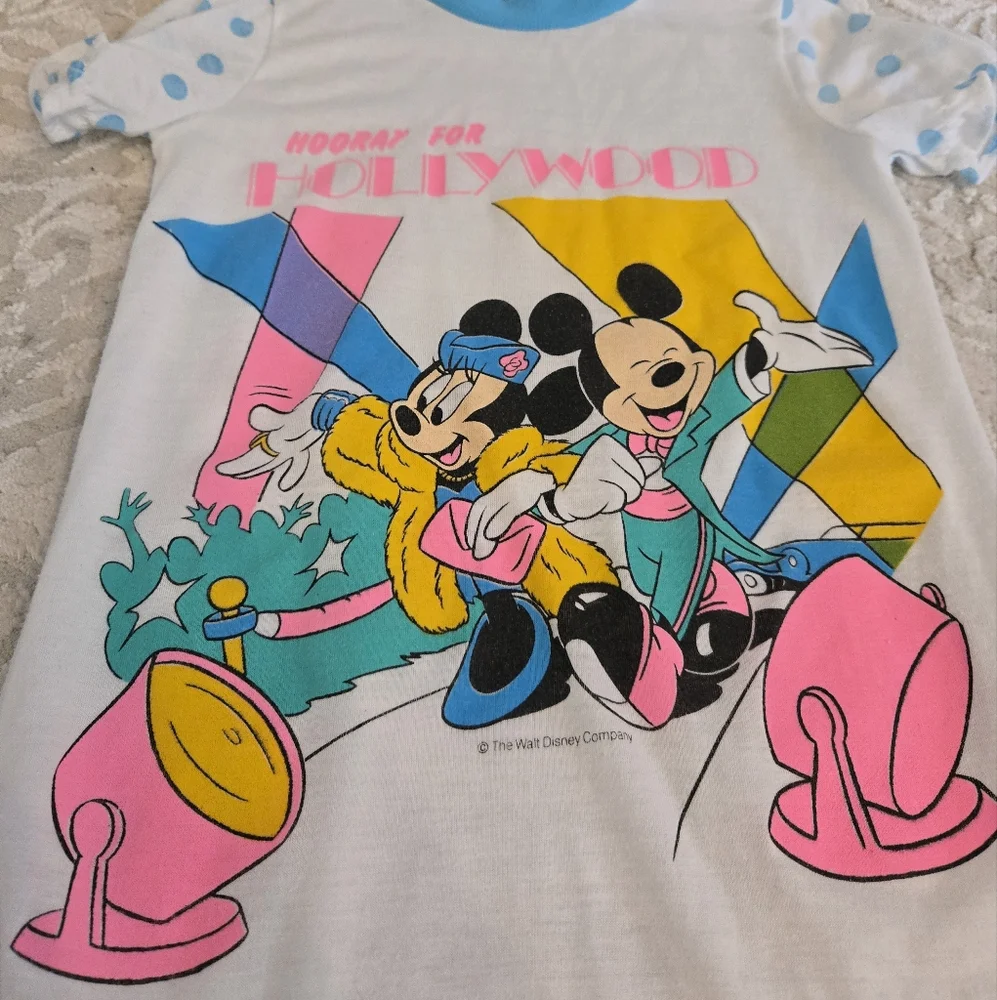 Vintage 1990s Disney Mickey & Minnie Mouse Hooray for Hollywood Nightgown